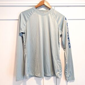 COLUMBIA PFG Men's Light Blue Long Sleeve Sports Tee Shirt Size Medium